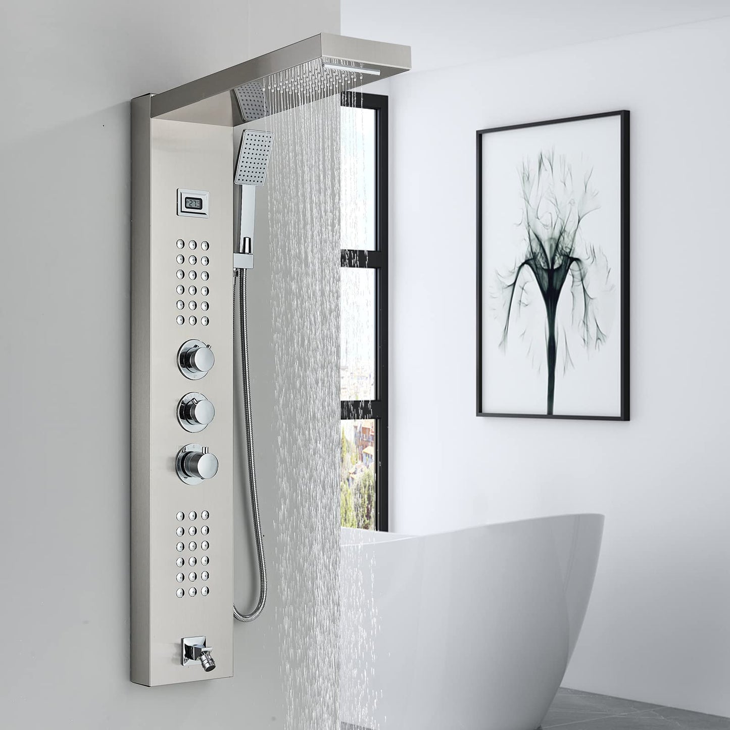 Panou dus cu termostat 5 functii inox nickel brosse