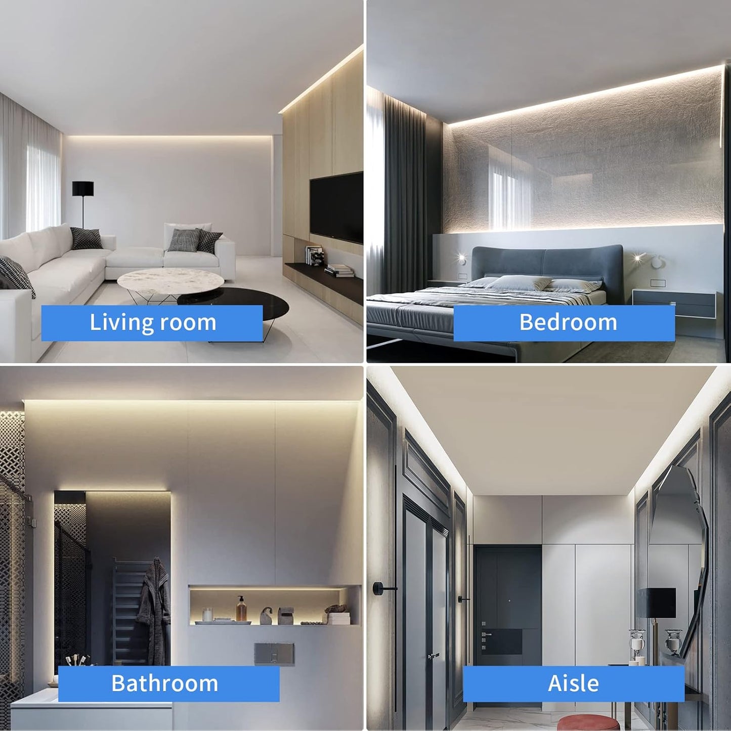 MOMKHBEY COB LED Strip 5 m, 4000 K Natural White LED Strip DC24 V with GS Power Supply, RF Remote Control, 480LEDs/M, CRI 93+, 8 mm Width, Dimmable LED Light Strips for Bedroom, Kitchen, Home