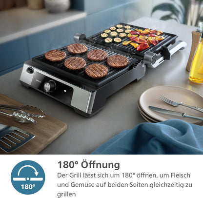 Grill de contact PHILIPS negru cu placi detasabile