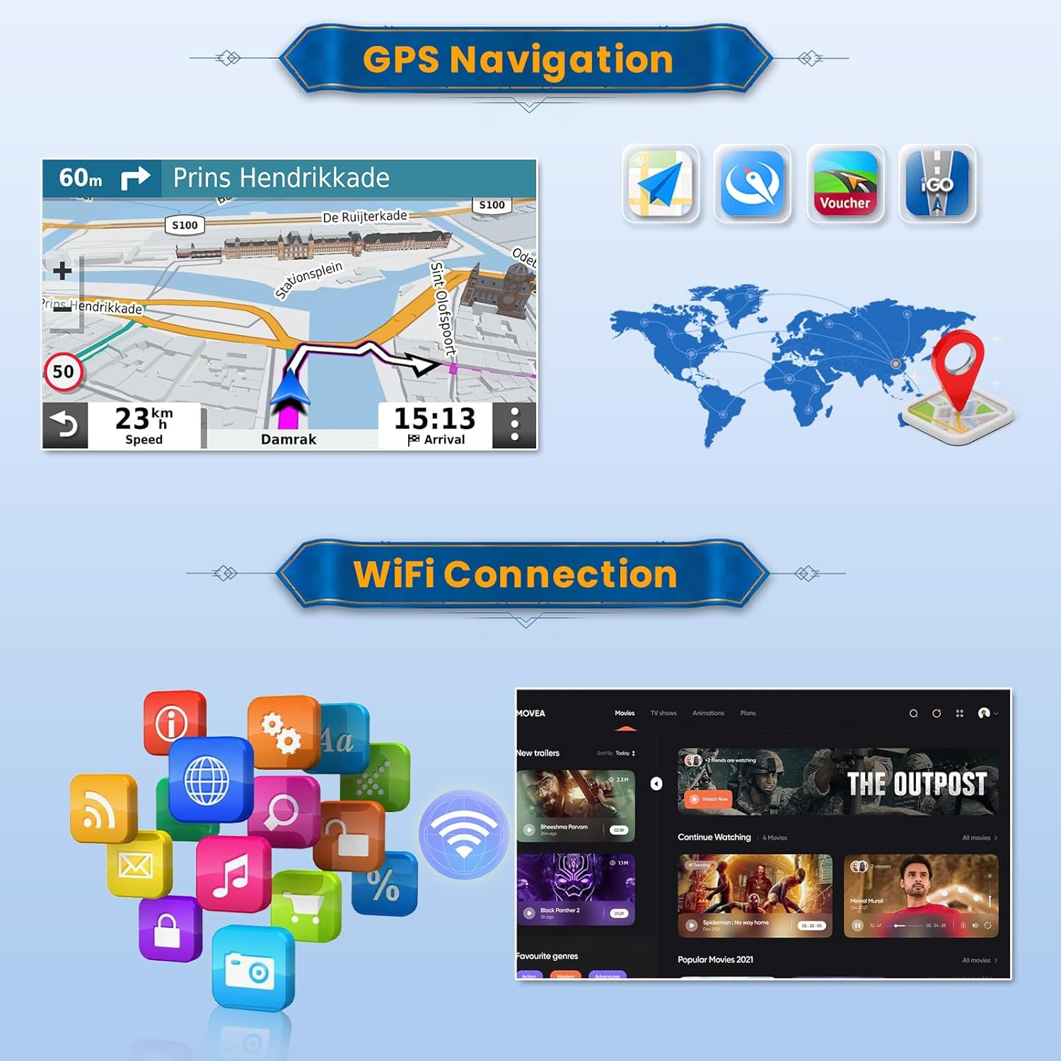 Inefala Android 15 Autoradio 1 Din CarPlay mit motorisiertem Bildschirm (2 + 64G), 7 Zoll Bluetooth Autoradio mit Wireless Android Auto CarPlay Mirror Link FM RDS GPS WiFi Rückfahrkamera AUX USB