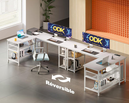 Birou gaming L-shape reversibil ODK, 2 prize + 2 USB, 168x120 cm