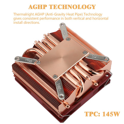 Thermalright AXP90-X53 Full Copper Cooler CPU Low Profile 53mm, Ventilator 2700RPM Silentios, Compatibil AM4/AM5/Intel 1700