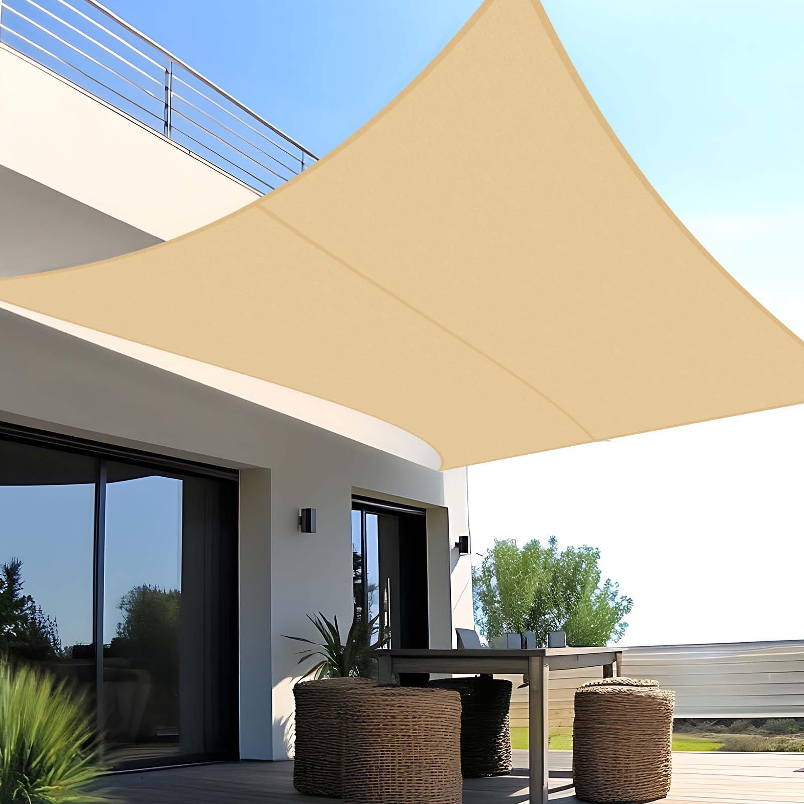 SUNNY GUARD Sun Shade Sail Triangle 4x4x4m Waterproof UV Block for Garden Outdoor Patio - Sand