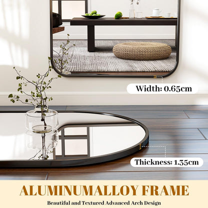Oglinda de podea Koonmi cu arc, 171 x 76 cm, neagra