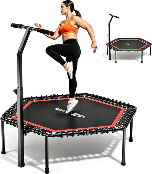 Trambulina fitness RYGEO pentru adulti, 127 cm, neagra, sarcina maxima 230 kg