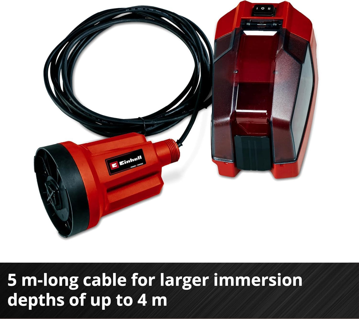 Pompa submersibila pentru apa curata Einhell GE-SP 18 LL Li, 18 V, 4500 l/h, cu baterie 4,0 Ah si incarcator rapid