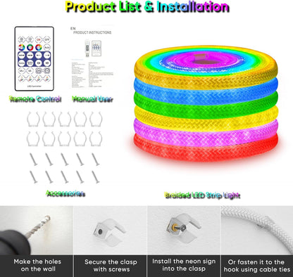 Banda LED 3M RGBIC Neon Rope Light 5V USB IP67 APP Remote