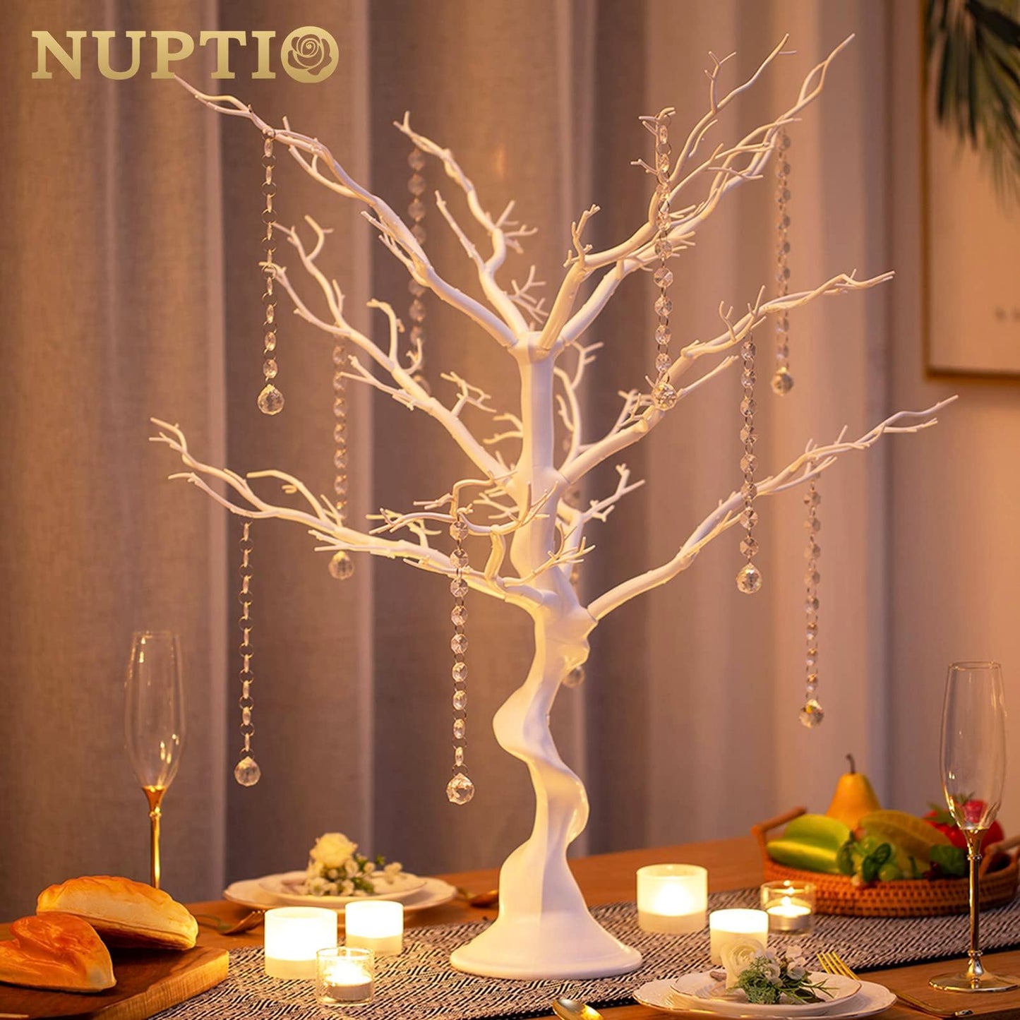 Brad decorativ NUPTIO Twig alb 75 cm pentru masa si vitrina