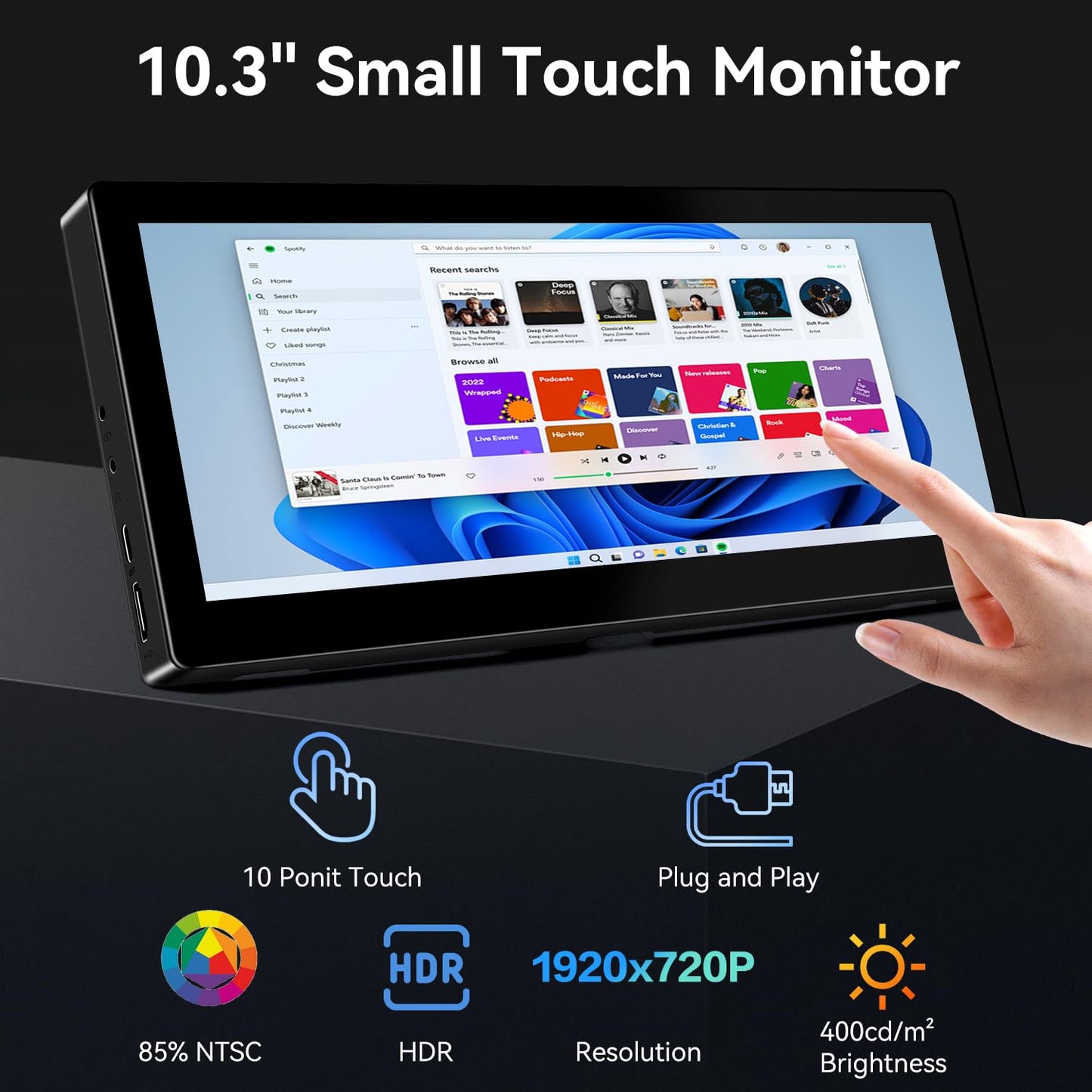 Monitor touch 10.3 inch IPS 1920x720 HDMI USB-C portabil