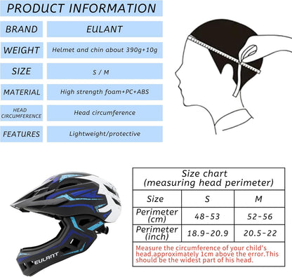 EULANT Kids Bike Helmets,Skate Helmet for Boys & Girls,Full Face Helmet with Chin Guard for Cycle Scooter Roller Skates Motorbike