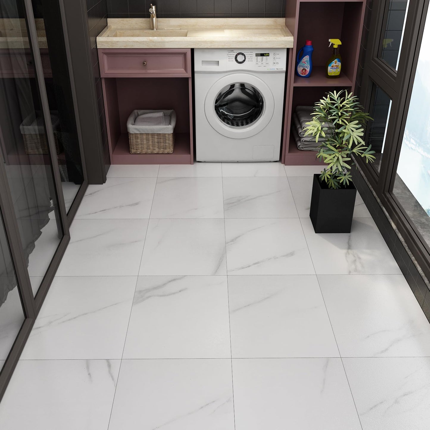 Placi pardoseala Livelynine 30x30 cm 16 buc PVC autoadezive gri