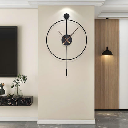 Ceas de perete HAITANG 50 cm Silent Quartz Metal Negru cu Pendul