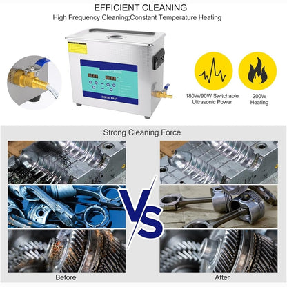 TUMAHE Ultrasonic Cleaner, Ultra Cleaner AIPOI Ultra Cleaning Device 6.5L For Car And Motorcycle Repair Workshops Aviation Maintenance Electronic Basket For PCB Tableware Denture Jewelry Brass Gla