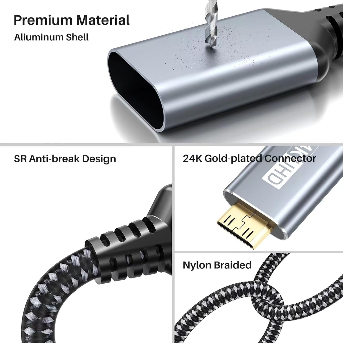LDLrui USB C zu Mini HDMI Kabel 1.5M, 4K@60Hz Type C zu Mini HDMI 2.0 HDR Kabel für Laptop,MacBook,iPad Pro,iPhone 15 Serie,ROG Ally,Steam Deck, Galaxy S Serie zu Portable Monitor