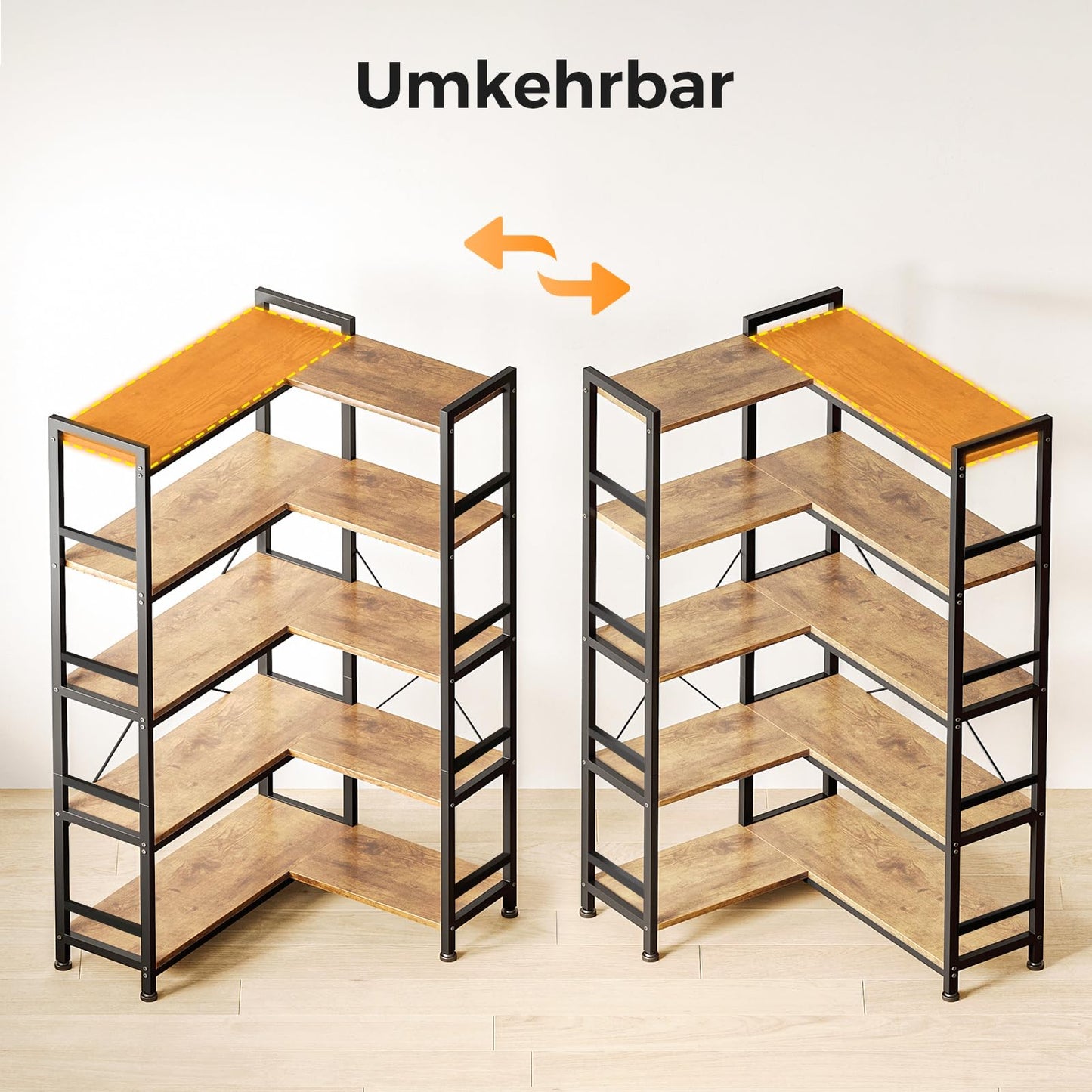 Biblioteca Coleshome 5-Tier L Shape Brown 5 rafturi vintage