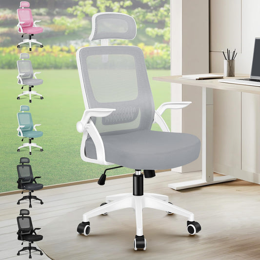 Scaun de birou ALFORDSON Ergonomischer Buro-Schreibtischstuhl Mesh alb-gri