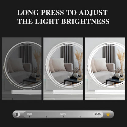 YOSHOOT Round Table Vanity Mirror, 45cm Pattern Lighted Dressing Revolve Make Up Mirror,Smart Touch Screen,Dimmable 3 Modes LED Light Strips(Whirlwind, White)