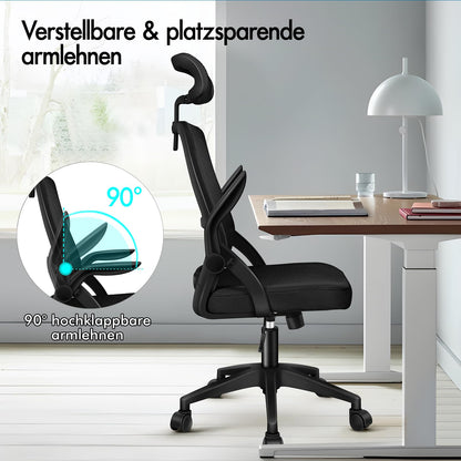 Scaun birou ALFORDSON ergonomic mesh negru suport lombar reglabil