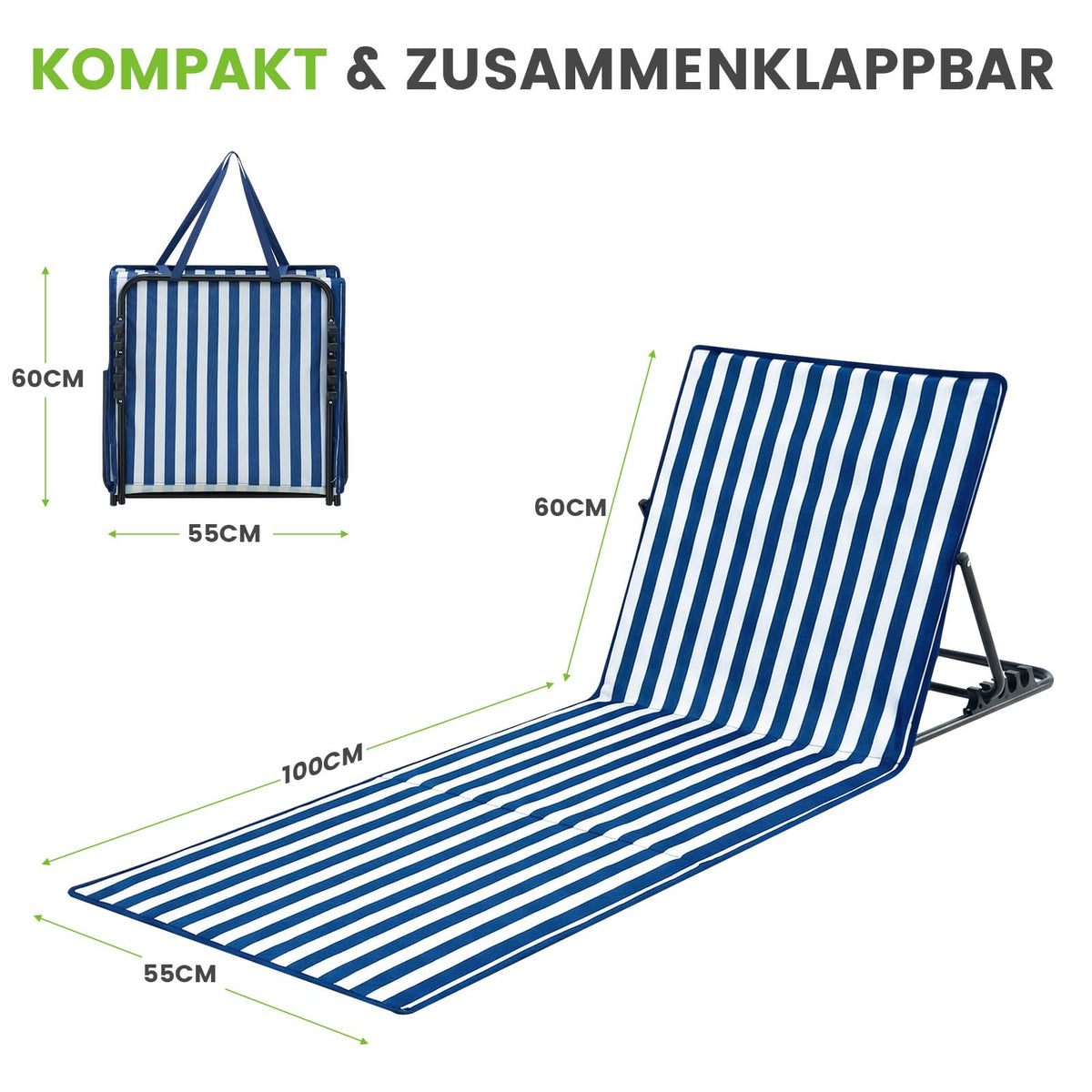Set 2 Sezlong reglabil Palawano 5 poziţii uşor portabil pentru gradina si plaja
