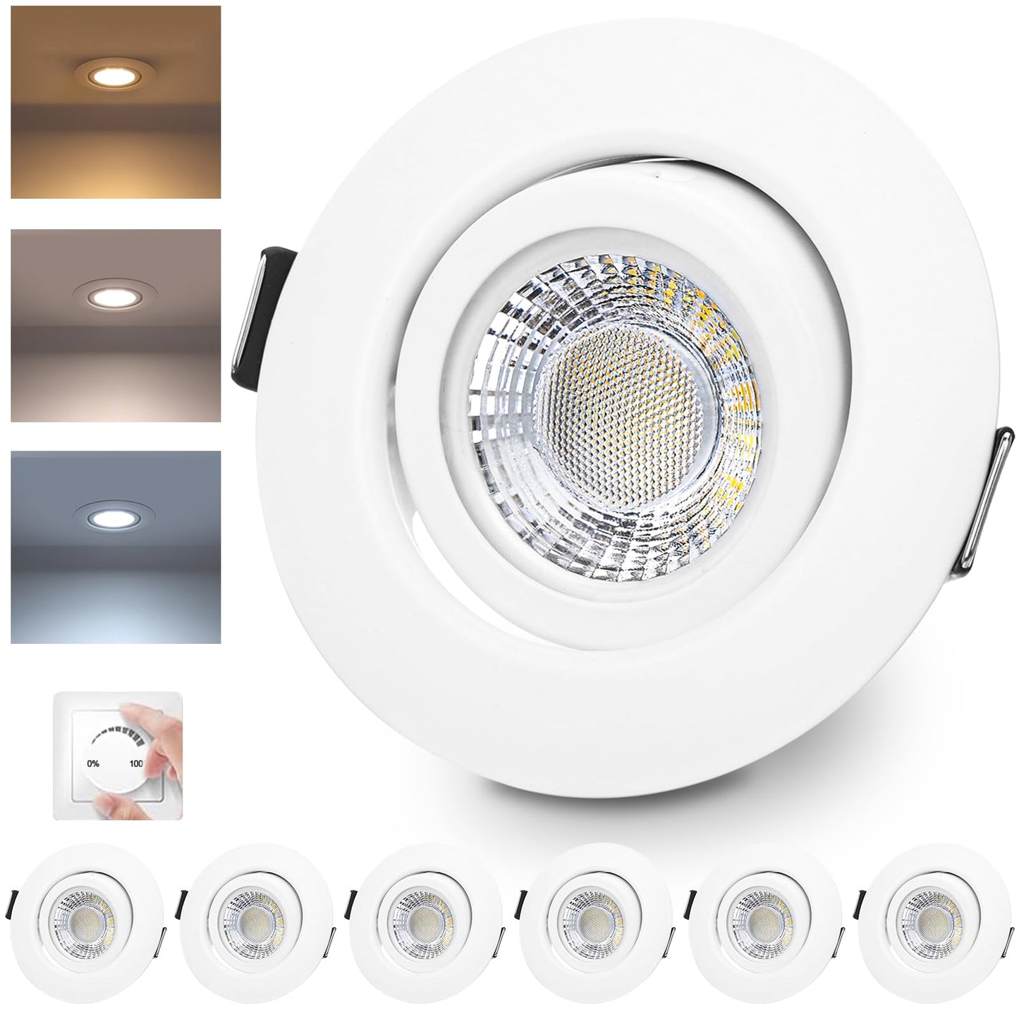 Set 6 Spoturi LED 6W Incastrate Dimmabile 230V Lumina Calda si Rece