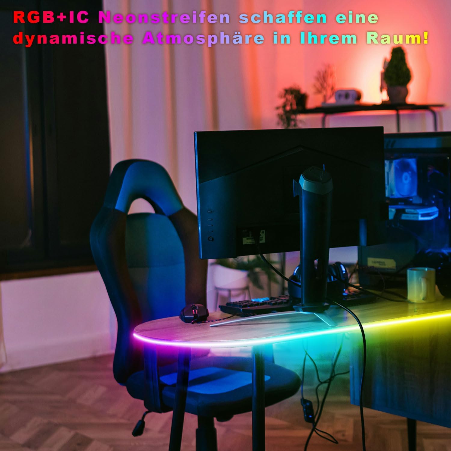 Lichaser 20 m RGB+IC Flexible Neon LED Strip Outdoor, Bluetooth Outdoor IP68 Neon LED Strip Sync with Music, 24 V DIY LED Strip Light Outdoor Waterproof for Patio, Garden Lighting (10 m x 2)