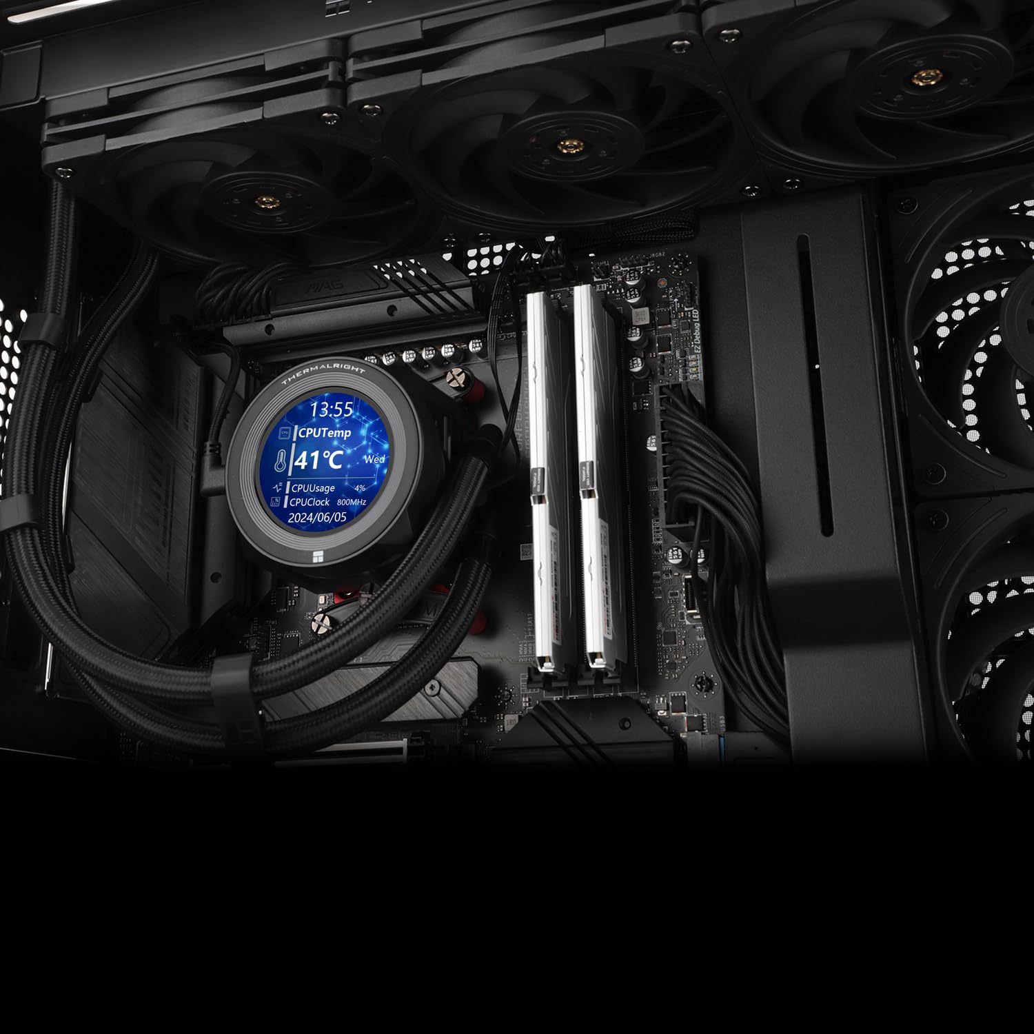 Thermalright CORE Vision 360 Black CPU AIO Cooler,IPS LCD Screen with 480 * 480 Resolution,for AM5&Intel 1700/1851,High-Performance 360 Specs Water-Cooled Radiator with 2.1in Removable Display