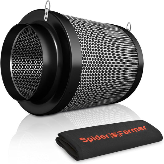 Spider Farmer Activated Carbon Filter, 150 mm/6 Inch Carbon Filter, Air Carbon Filter, Lightweight Australian Activated Carbon for Grow Tent, Odour Control, Air Washer for Pipe Fan, Air Filtration