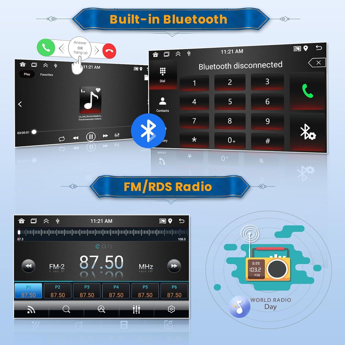 Inefala Android 15 Autoradio 1 Din CarPlay mit motorisiertem Bildschirm (2 + 64G), 7 Zoll Bluetooth Autoradio mit Wireless Android Auto CarPlay Mirror Link FM RDS GPS WiFi Rückfahrkamera AUX USB
