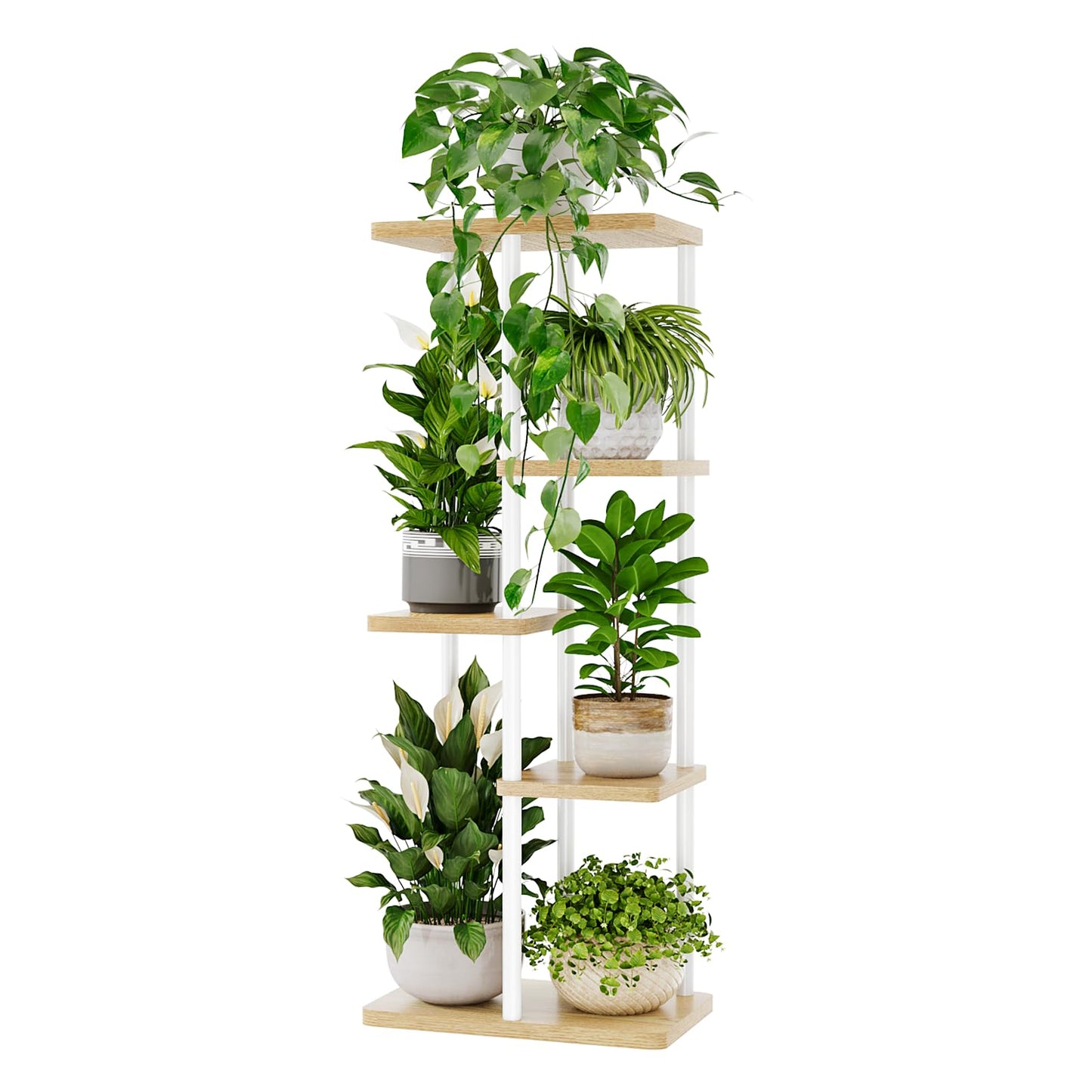 Suport plante Bamworld 5 Tier Metal Alb 5 niveluri 60 lb