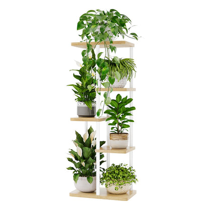 Suport plante Bamworld 5 Tier Metal Alb 5 niveluri 60 lb