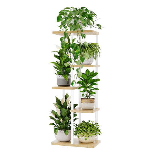 Suport plante Bamworld 5 Tier Metal Alb 5 niveluri 60 lb
