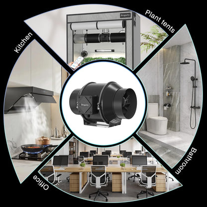 Brogachy 200mm intelligent Inline Duct Fan with Wifi App,Three-phase motor(UK plug) Quiet Exhaust Fan 1413 m³/h,8 Inch Inline Fan for Growth Tent, Hydroponics, Home Use, Ventilation and Exhaust Fan.