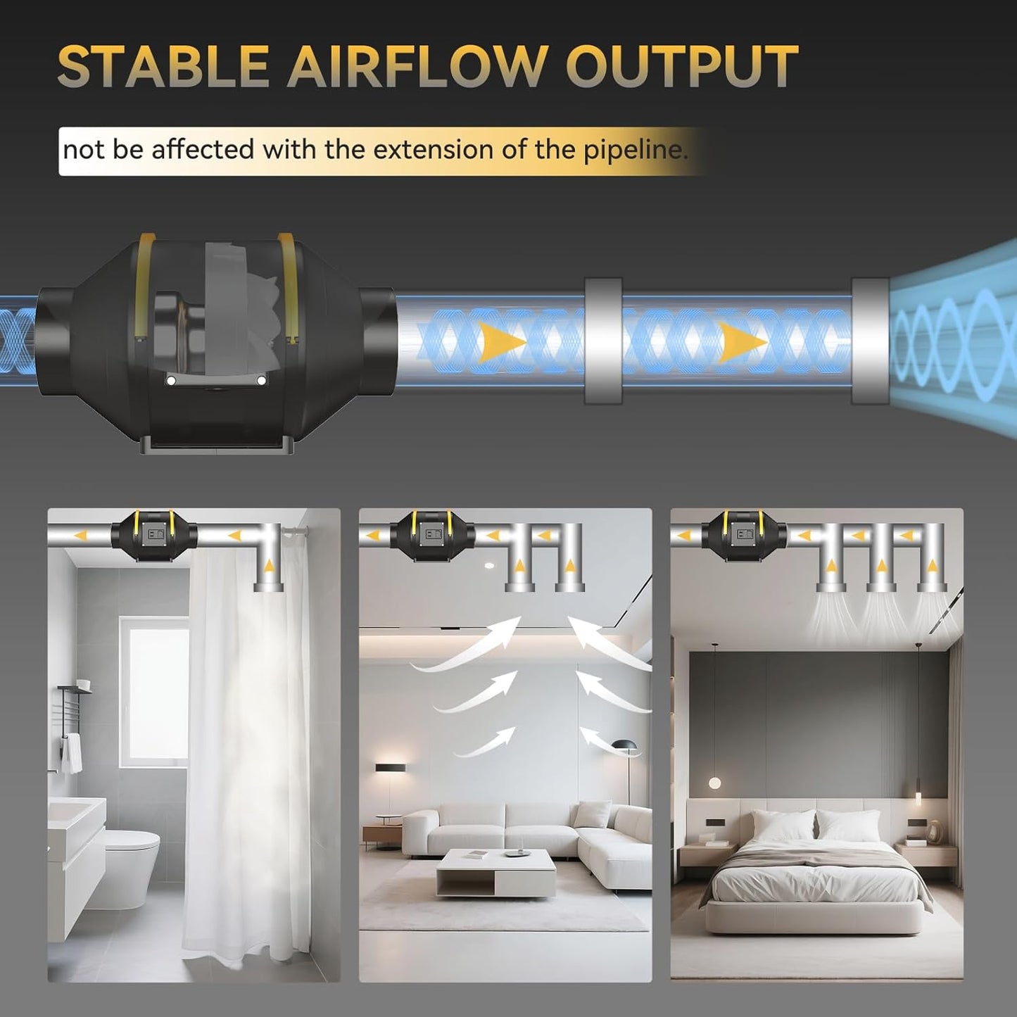 FanGoFast Rauchabzug Rohrventilator 100 mm Inline-Kanalventilator Abluftventilator Rohrlüfter 230 V Leise mit IEC-Steckdose EU-Stecker + 1,5 m EU Netzkabel für Badezimmer, Büro, Wachstumsräume