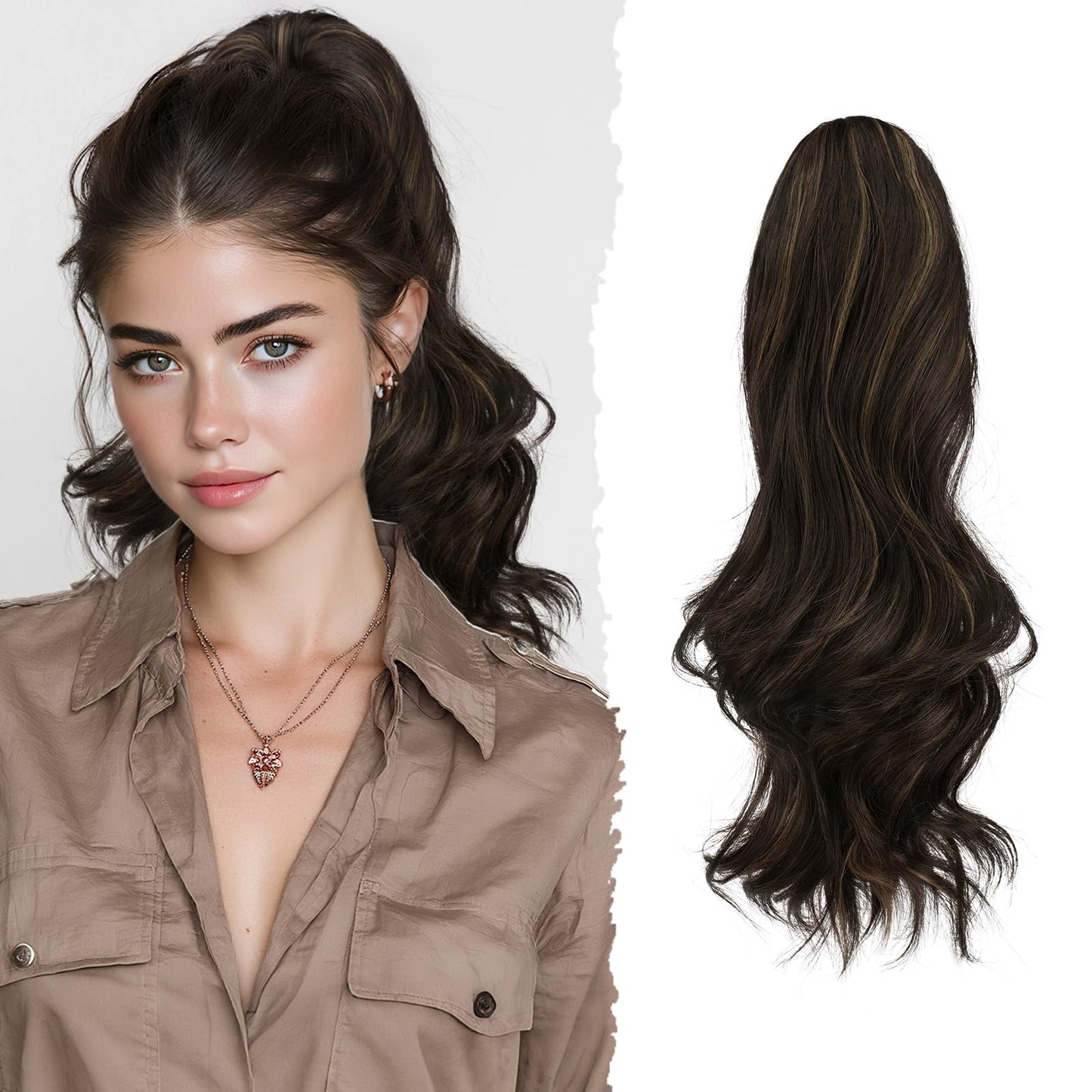 Coada de par Sofeiyan Claw Clip 16 inch Ondulata Dark Brown