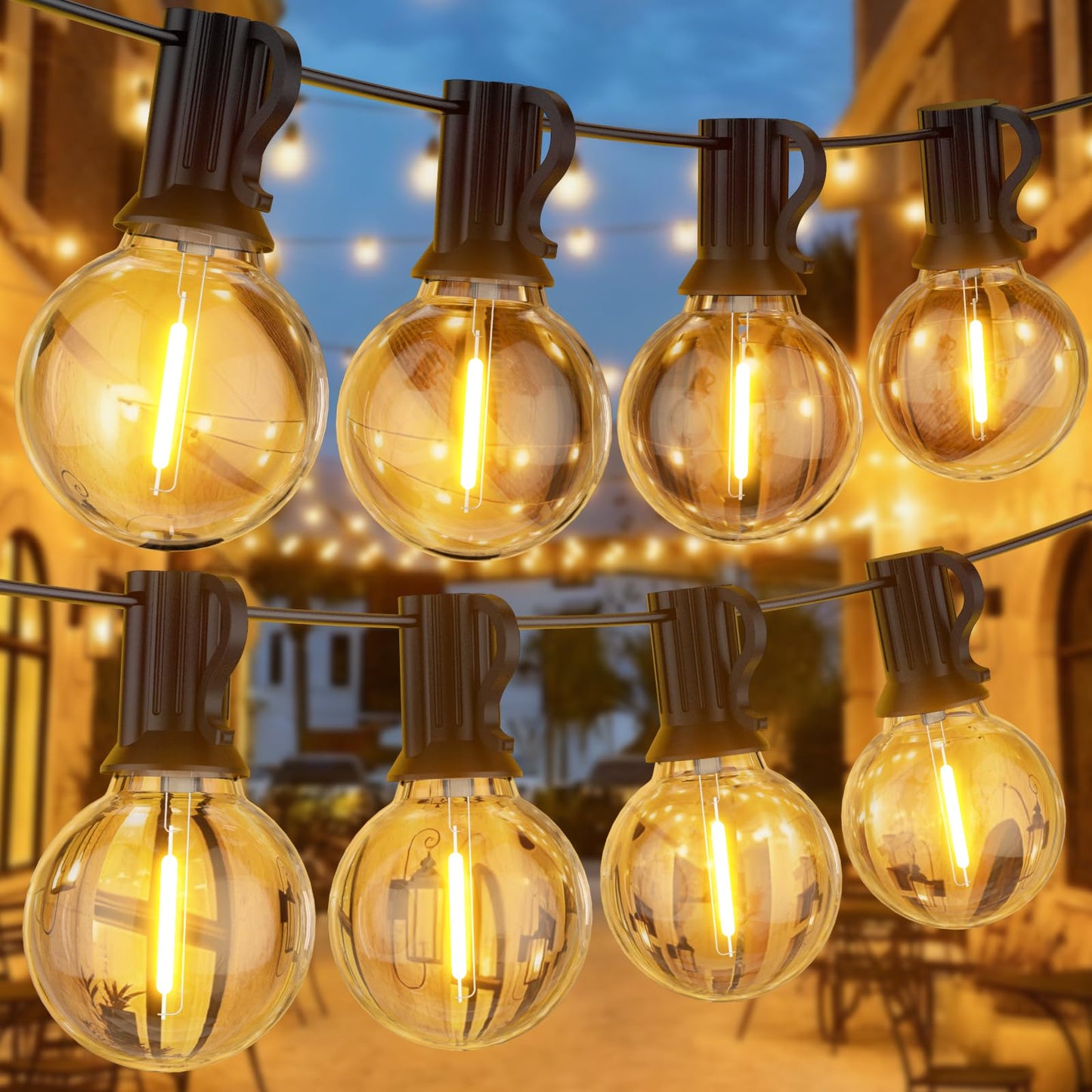 GPATIO LED Outdoor Fairy Lights, 45 m, Power, 75 + 2 Bulbs, Warm White G40 Plastic Bulbs, IP45 Waterproof, Indoor/Outdoor Fairy Lights for Garden, Patio, Weddings, Parties