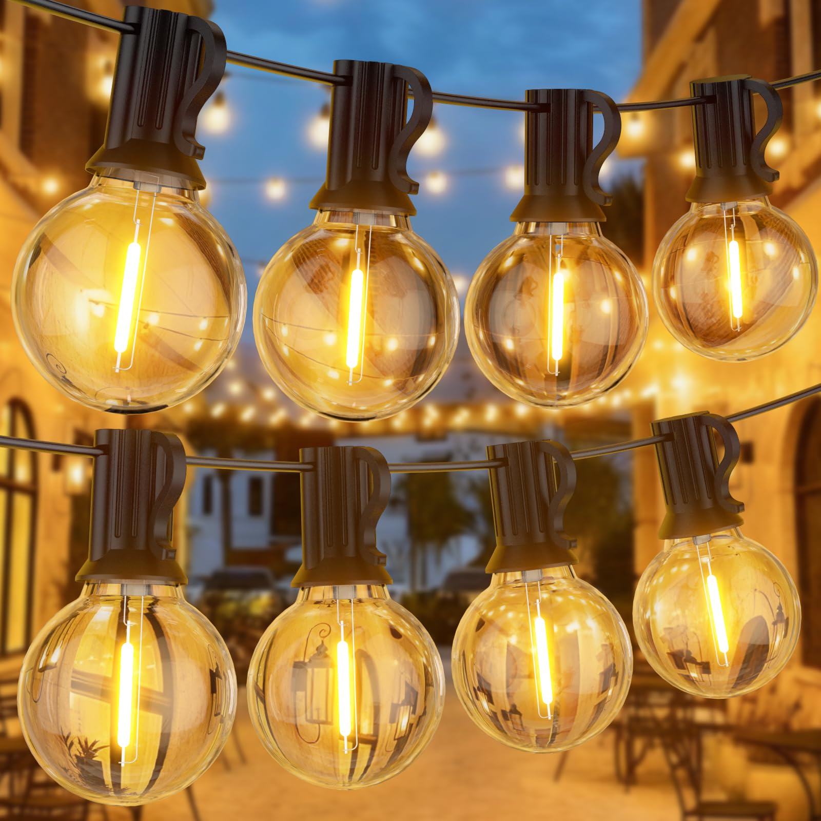 GPATIO LED Outdoor Fairy Lights, 45 m, Power, 75 + 2 Bulbs, Warm White G40 Plastic Bulbs, IP45 Waterproof, Indoor/Outdoor Fairy Lights for Garden, Patio, Weddings, Parties