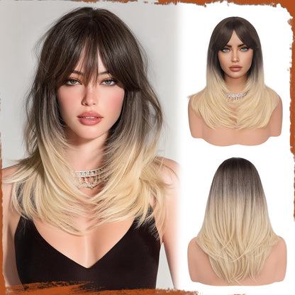 Peruca SOFEIYAN Long Straight Layered Blonde 16 Inch cu Breton