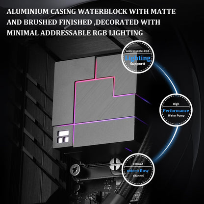 Thermalright Core Matrix 360 Black CPU Liquid Cooler with 120mm PWM Fan,360 Black Cold Row Specification,Integrated Water Cooler Heatsink,for AM4/AM5,Intel 1700/1150/1151/1200/2011