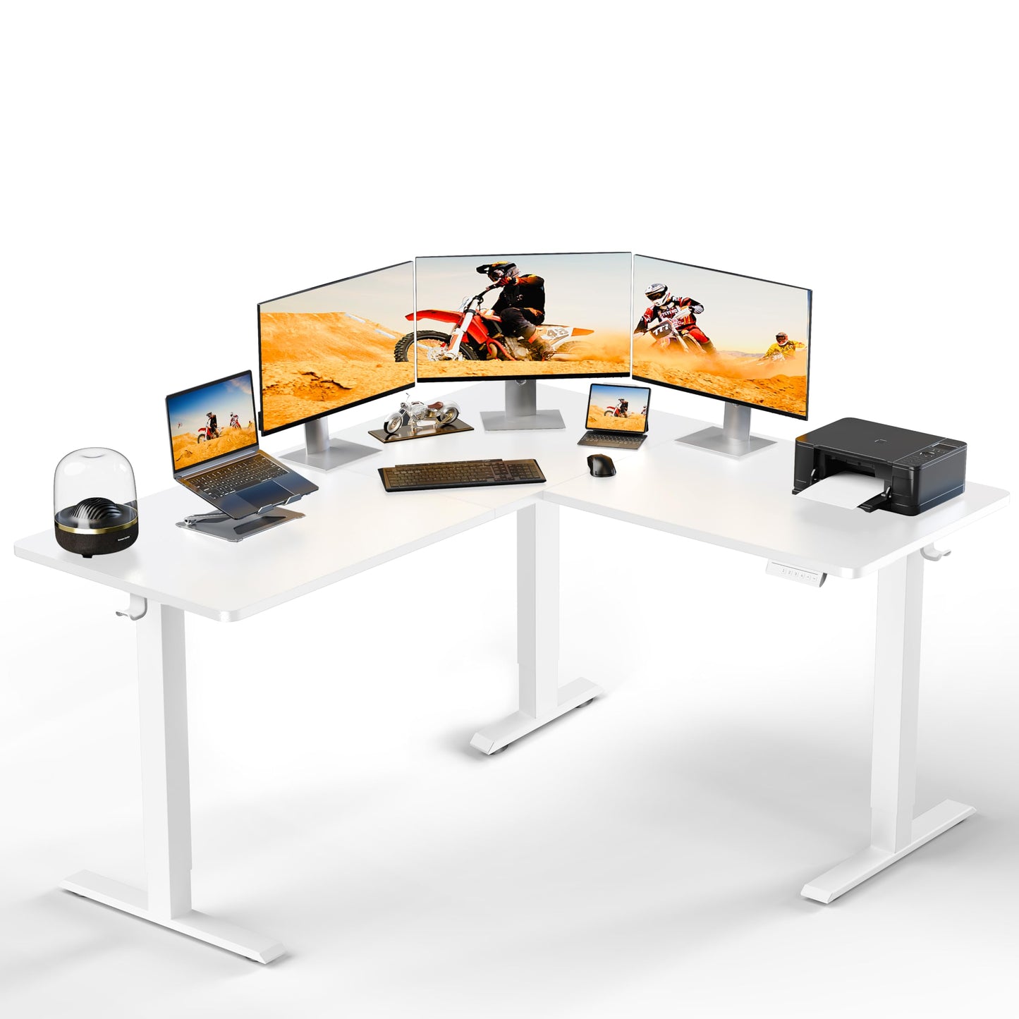 Birou ErGear Corner Desk 160x140 cm reglabil electric 100 kg