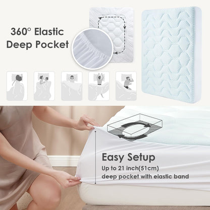 Topper saltea EHEYCIGA Gel 90 x 190 cm memory foam racoritor