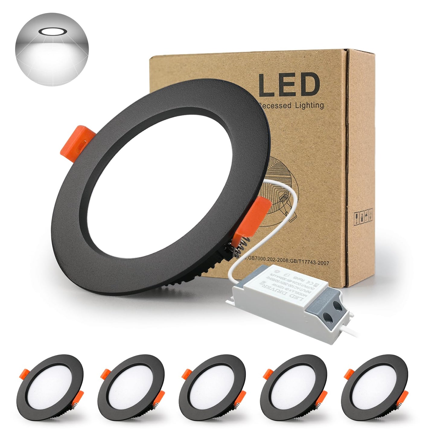 Bagzy SET 5 Spoturi Led 7W, IP44, Lumina rece 6000K si 700 lumeni