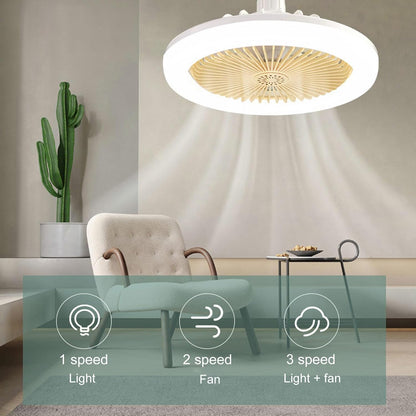 Ceiling Fan with Light & Remote Control, 10 30 W E27 Small Socket Fan, 3 Colours, 3 Wind Speeds, LED Fan Light with Aromatherapy for Garage, Cabinet, Kitchen