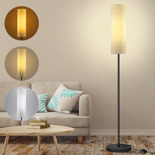 Lampa de podea LED E27 dimabila + bec 12W, abajur in, intrerupator picior