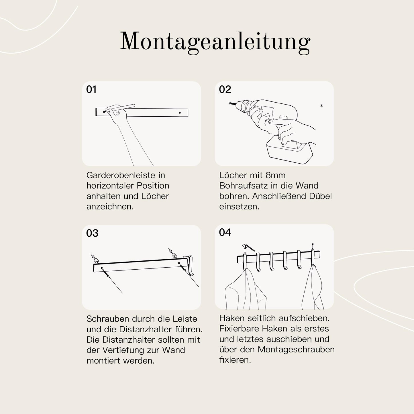 Cuier de perete Designfabrik Hamburg DFHH-A01 8 carlige, aluminiu