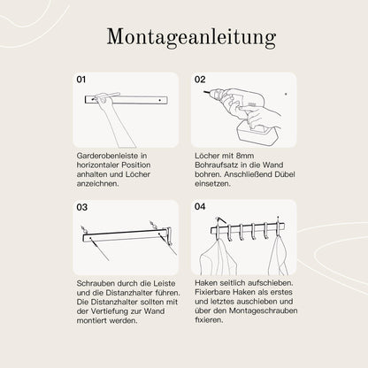 Cuier de perete Designfabrik Hamburg DFHH-A01 8 carlige, aluminiu