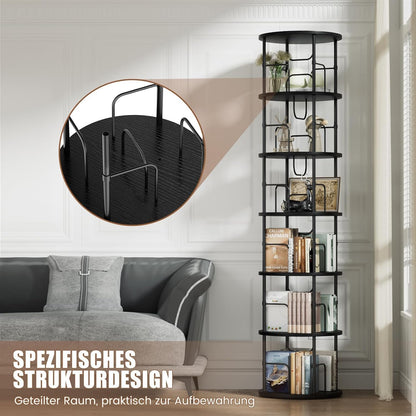 Biblioteca rotativa Generisch 6 niveluri 45x45x193 cm neagra