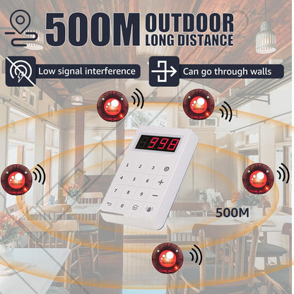Retekess TD158 Pager Call System, 30 Restaurant Pager System, Outdoor 500 M, LED Tube Display, 4 Call Modes, 1-250s Call Time, Gastro Pager for Food Truck, Hotel, Bar