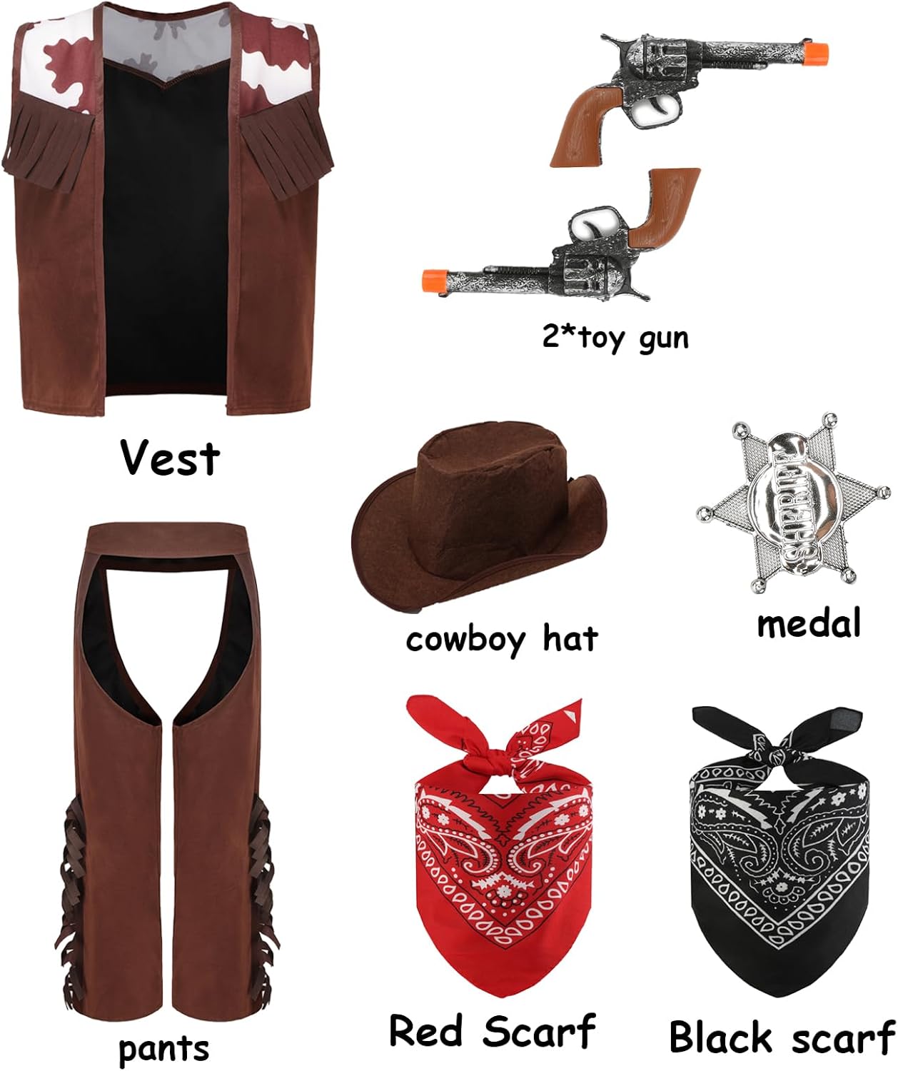 Mrsclaus cowboy costume kids costume luxury western costume with accessories cowboy vest hat bandana birthday