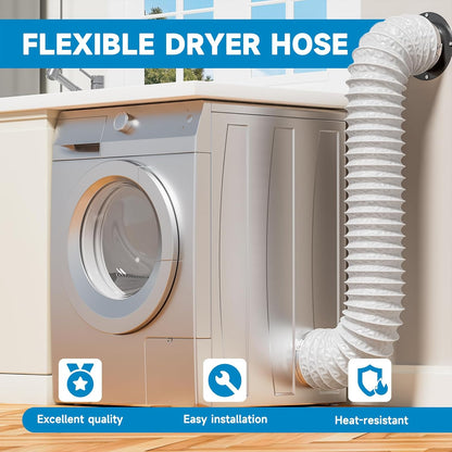Hon&Guan Diameter 100 mm Exhaust Hose, 5 m PVC Aluminium Pipe, Flex Hose, Exhaust Pipe with 2 Hose Clamps, Stainless Steel, Mobile Air Conditioning, Dryer, Exhaust Fan, Extractor Hood, Ventilation