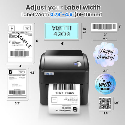 vretti Etikettendrucker WiFi 5G，DHL Etikettendrucker,Thermodrucker 4x6 für Versandetiketten Kleinunternehmen, Kompatibel mit Amazon,Shopify,Etsy,Ebay,UPS,DHL,FedEx